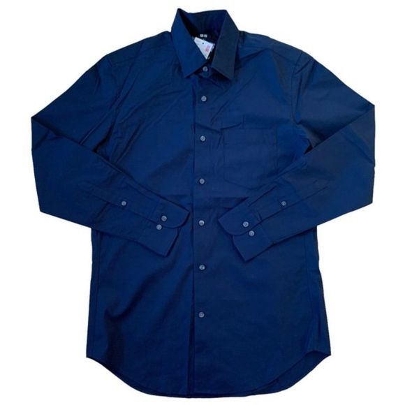New Uniqlo Navy Long Sleeve Dress Shirt Size Small - Picture 1 of 6